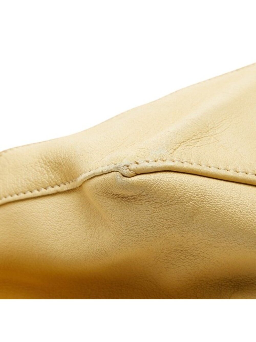 Celine Horizontal Cabas Shoulder Bag Tote Yellow Beige Leather - Picture 7 of 10